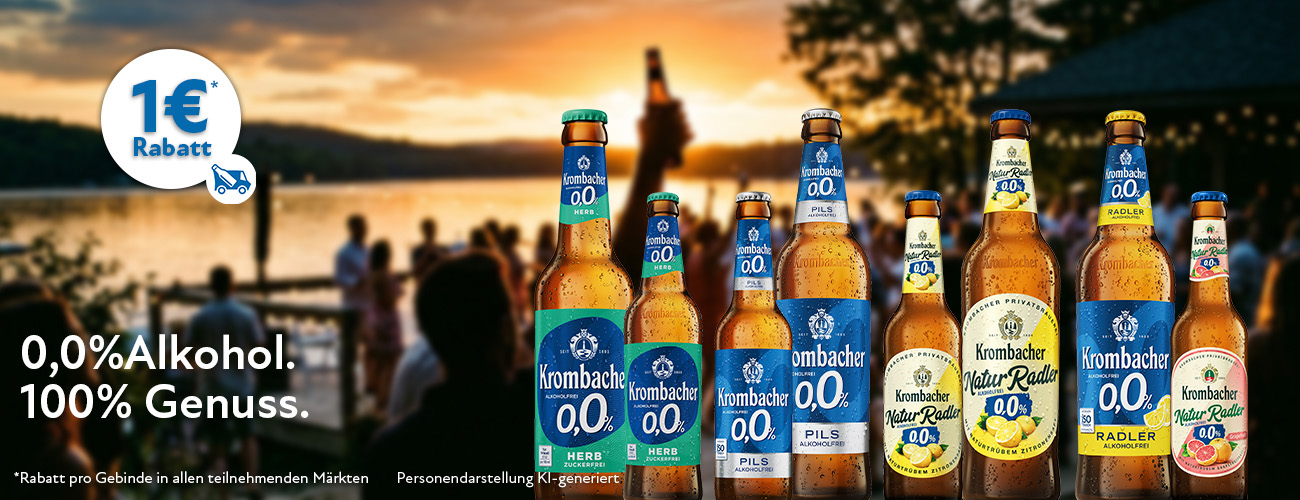 Krombacher 0,0% Rabattaktion 1 Euro - KW 32 und 33 in 2026